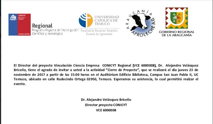 Invitación Cierre Proyecto VCE6000008